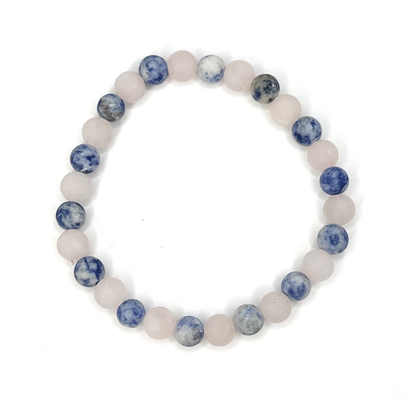 Matte Rose Quartz, Brazil Sodalite Beaded Bracelet – 6mm - Shop of Small Creations, LLC