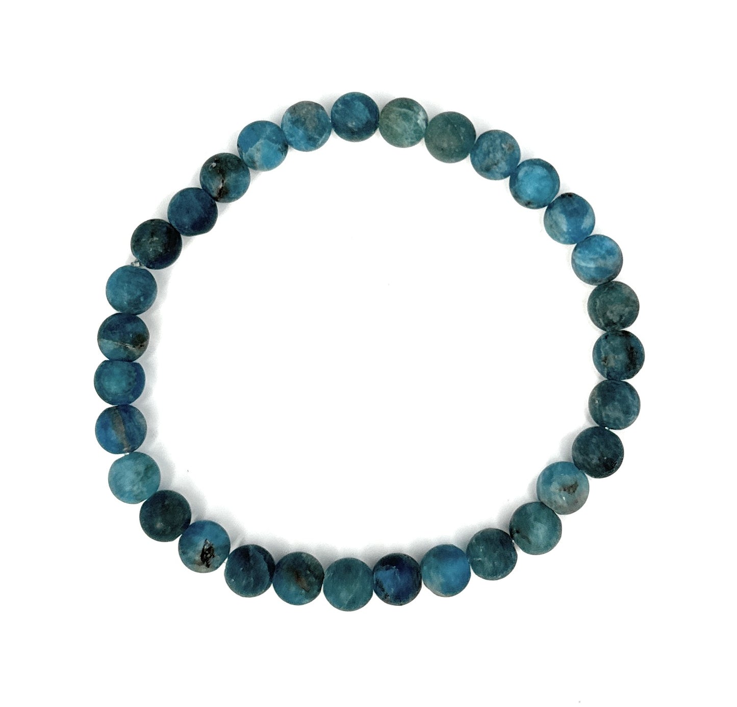 Matte Blue Apatite Beaded Bracelet - 6mm - Shop of Small Creations, LLC