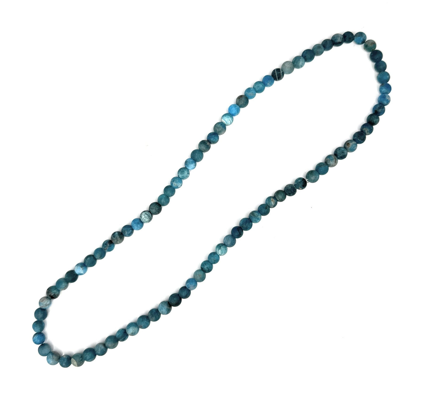 Matte Blue Apatite Beaded Necklace - 6mm - Shop of Small Creations, LLC