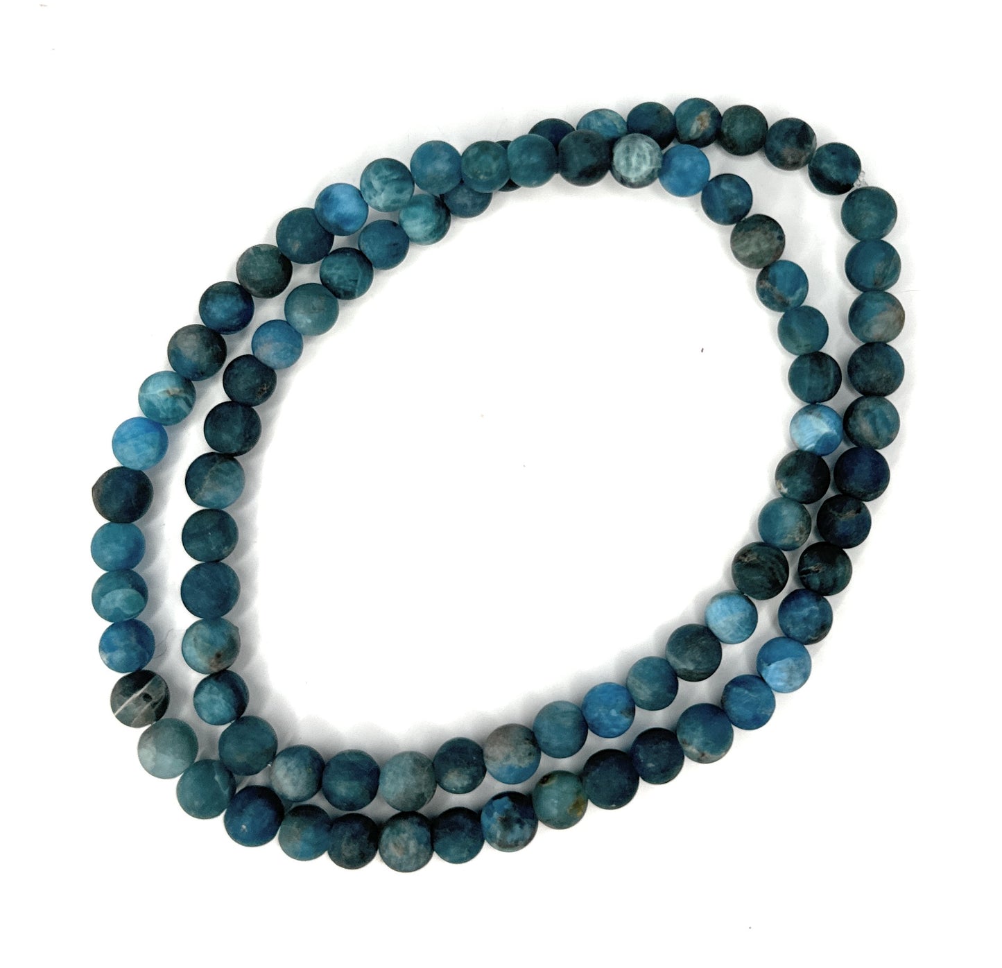 Matte Blue Apatite Beaded Necklace - 6mm - Shop of Small Creations, LLC