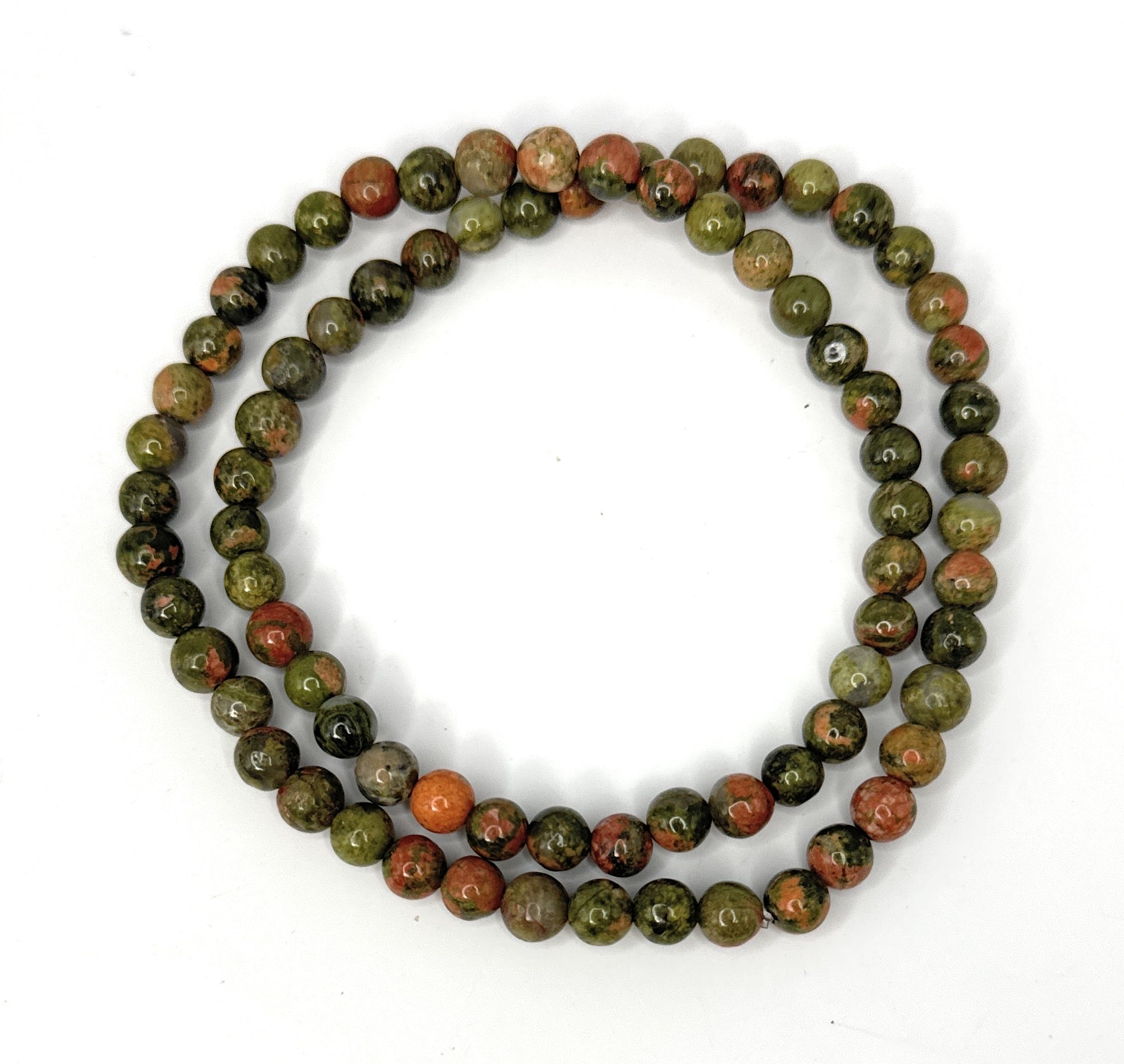 Unakite Beaded Necklace - 6mm - Shop of Small Creations, LLC