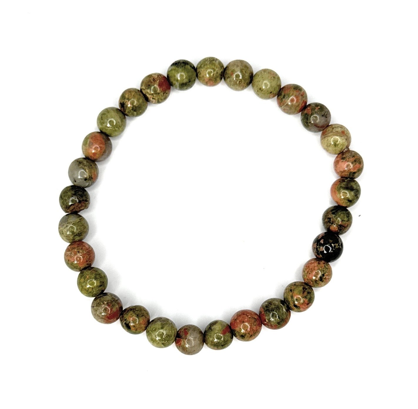 Unakite Beaded Bracelet - 6mm - Shop of Small Creations, LLC