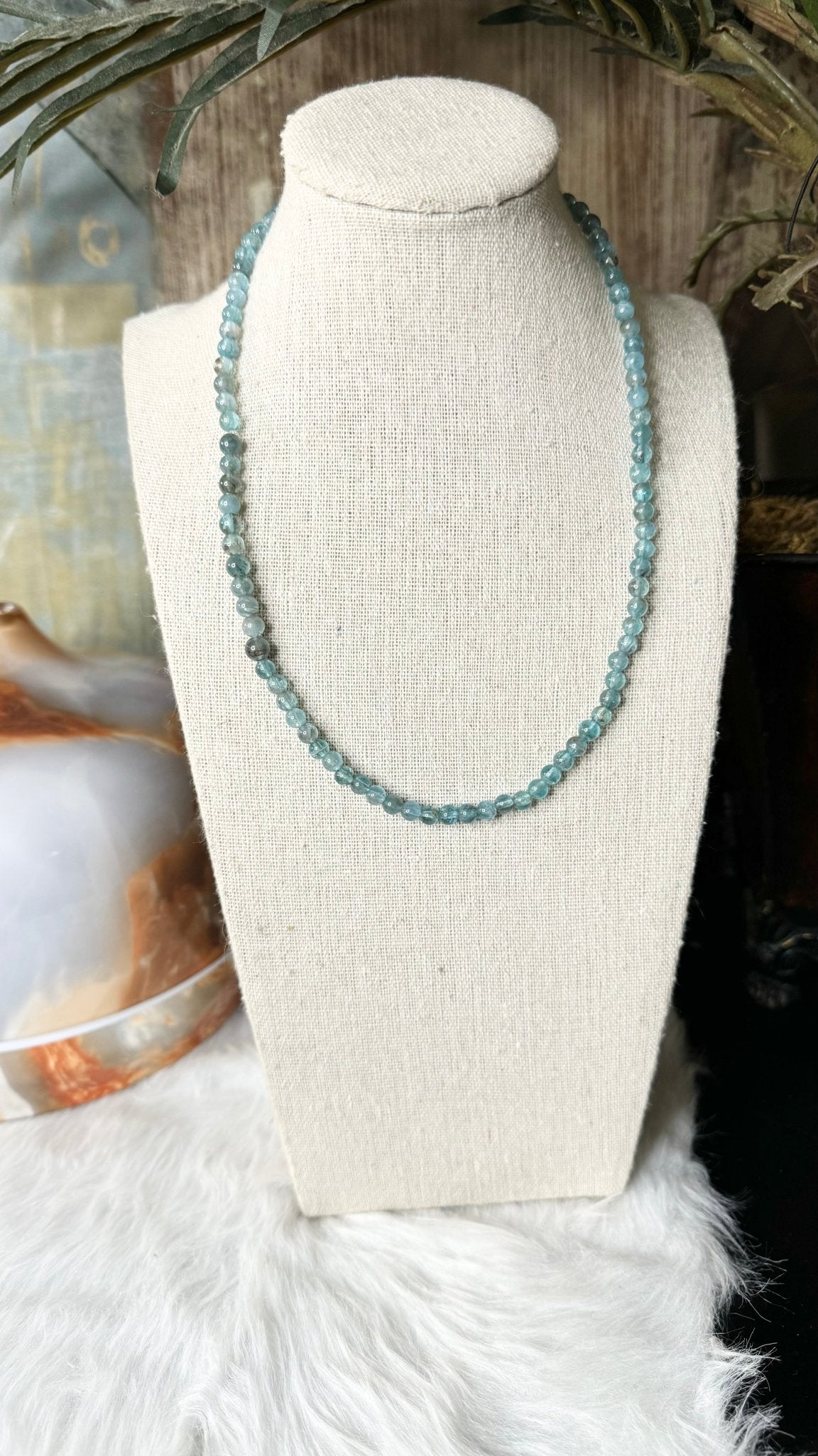 Apatite Beaded Necklace - 5mm - Shop of Small Creations, LLC