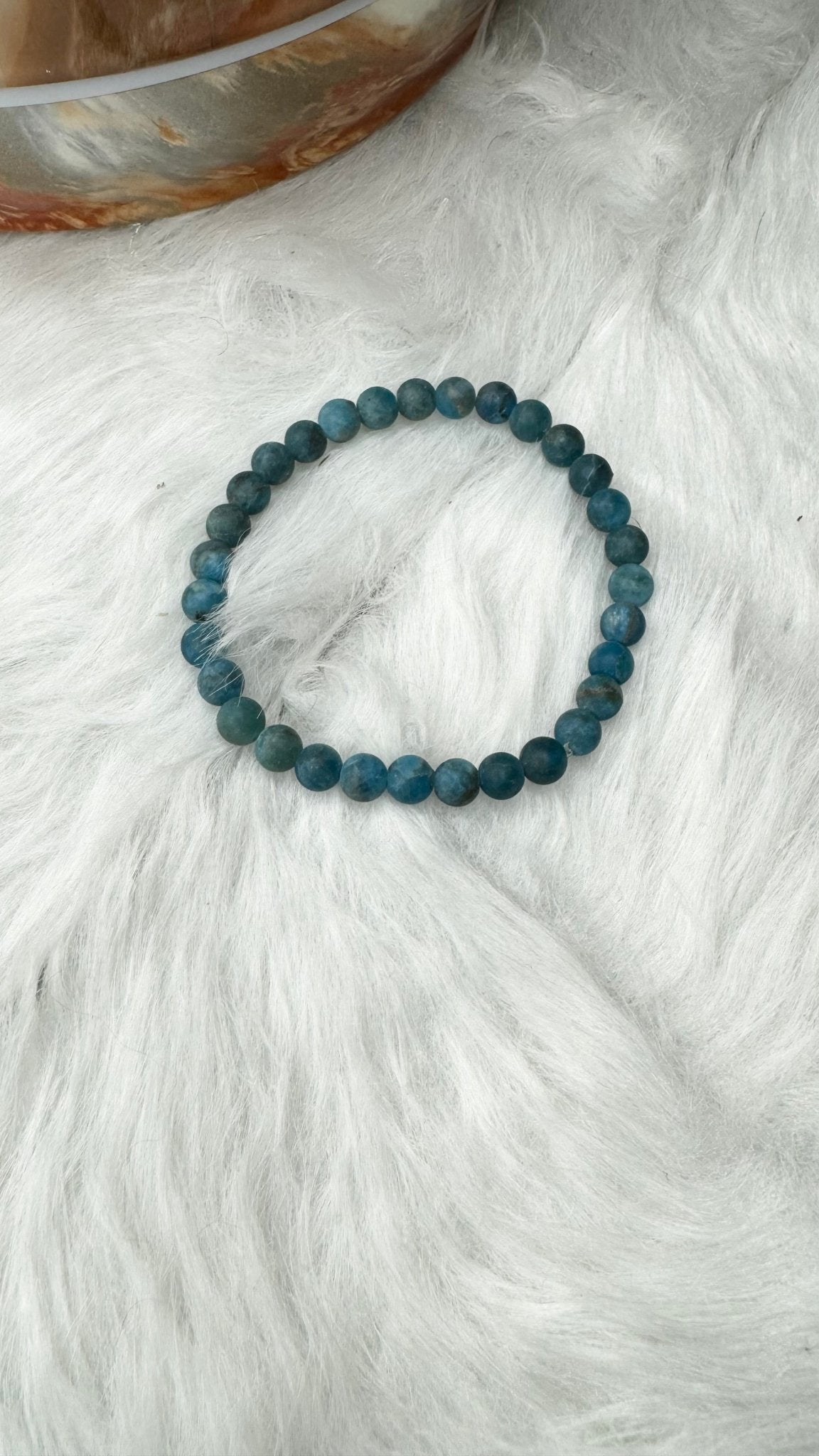 Matte Blue Apatite Beaded Bracelet - 6mm - Shop of Small Creations, LLC