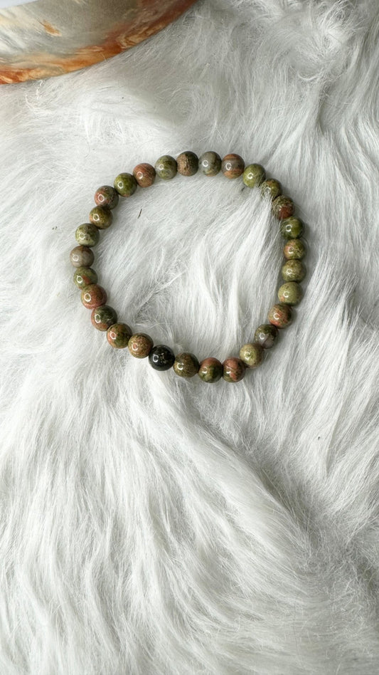 Unakite Beaded Bracelet - 6mm - Shop of Small Creations, LLC