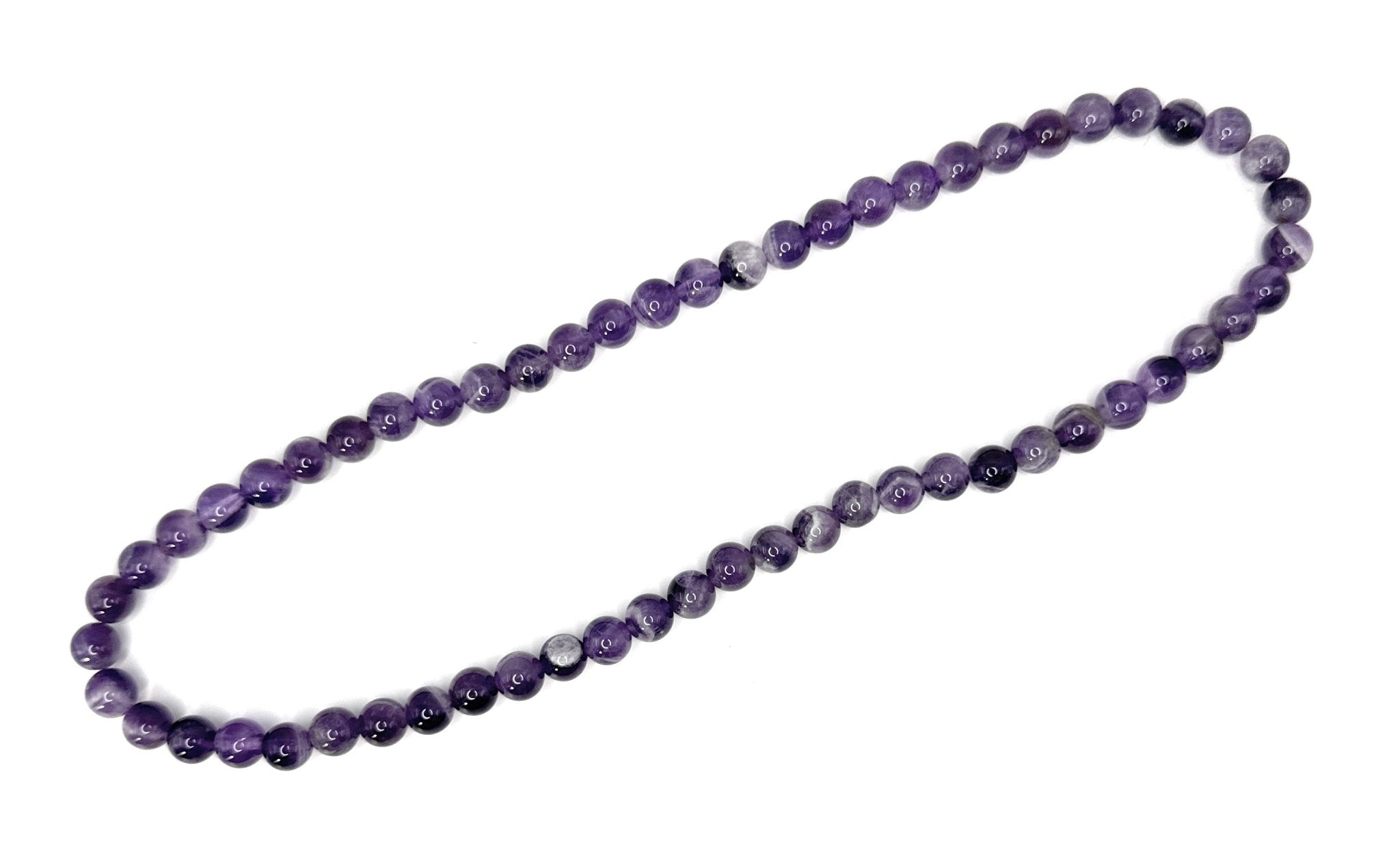 Dogtooth Chevron Amethyst Beaded Necklace – 8mm | Handmade, Stretch - Shop of Small Creations, LLC
