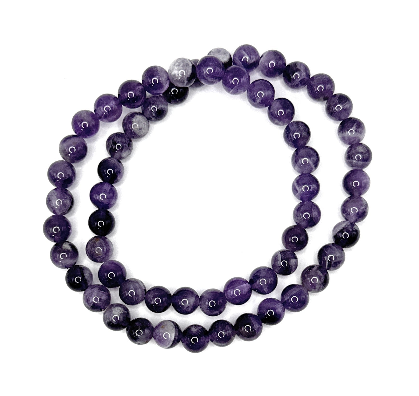 Dogtooth Chevron Amethyst Beaded Necklace – 8mm | Handmade, Stretch - Shop of Small Creations, LLC