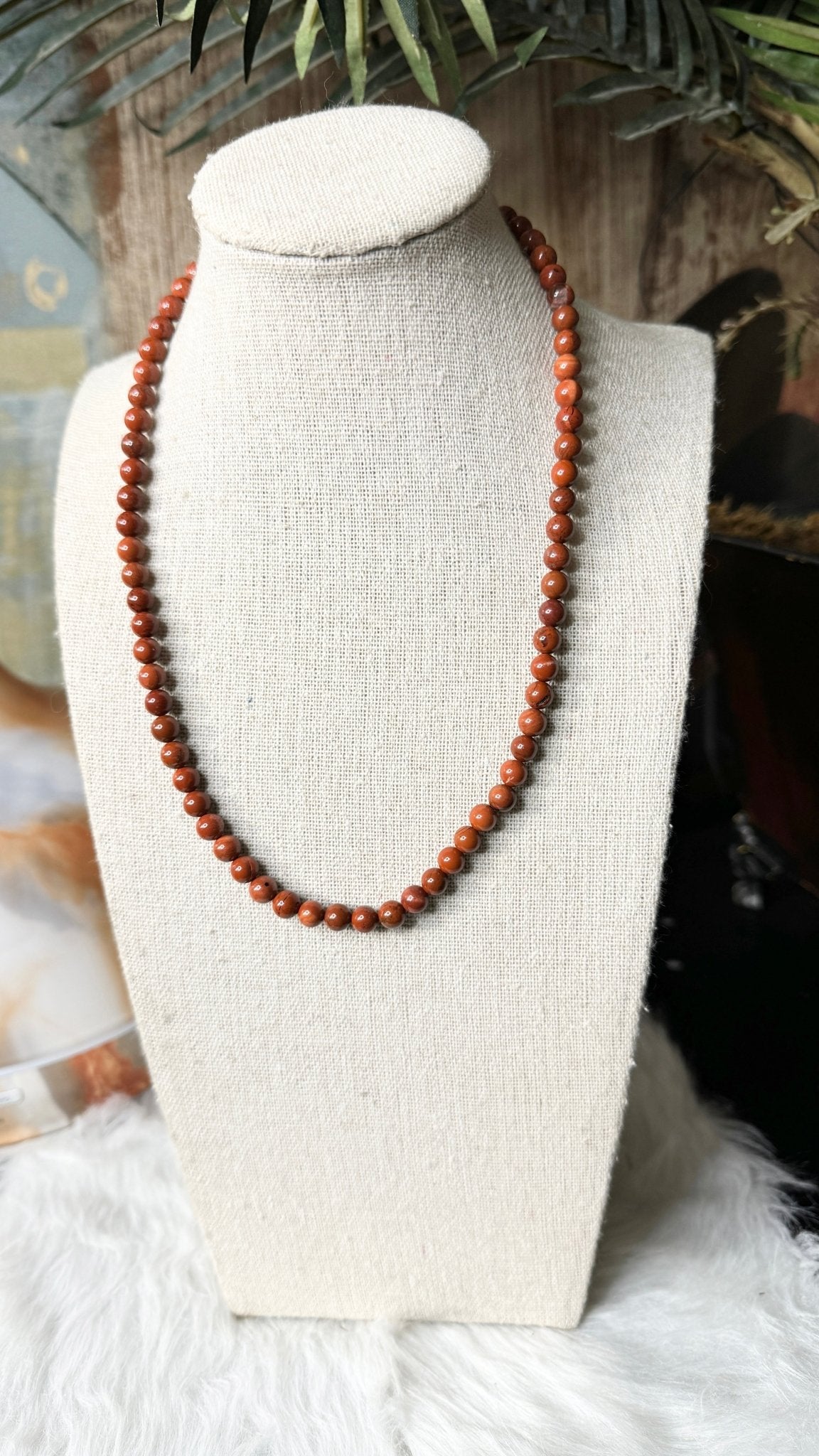 Red Jasper Beaded Necklace - 6mm - Shop of Small Creations, LLC