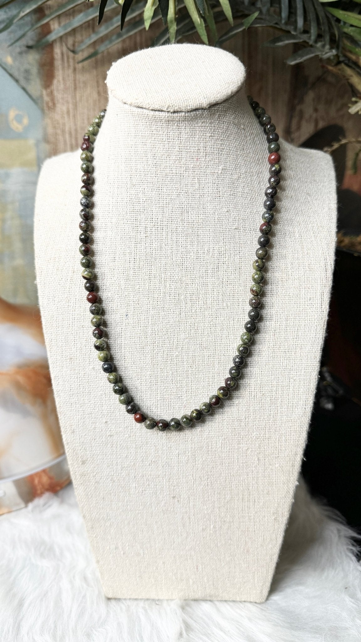 Dragon Blood Jasper Beaded Necklace - 6mm - Shop of Small Creations, LLC