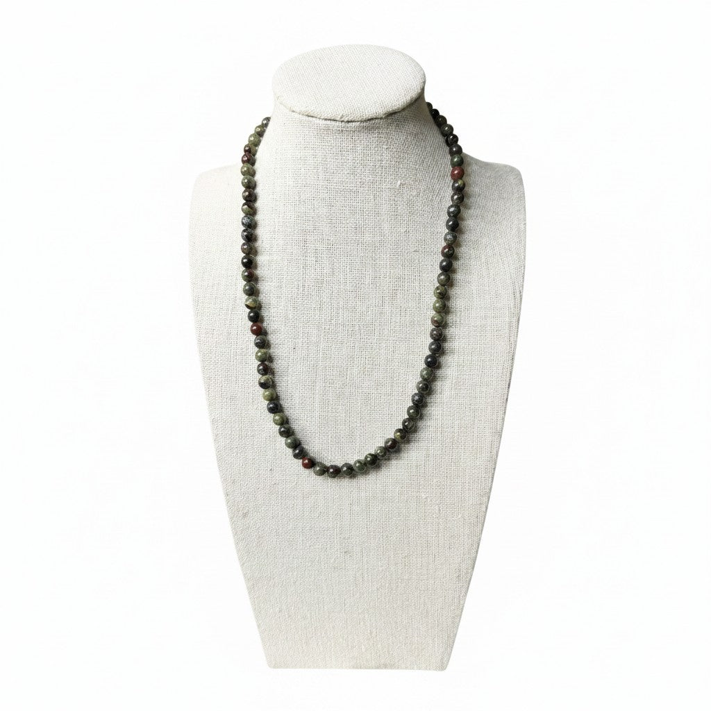 Dragon Blood Jasper Beaded Stretch Necklace 6mm | Strength Courage Vitality, Healing Crystal Jewelry, Gift for Him
