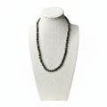 Beaded stretch necklace with dark green and burgundy stone beads