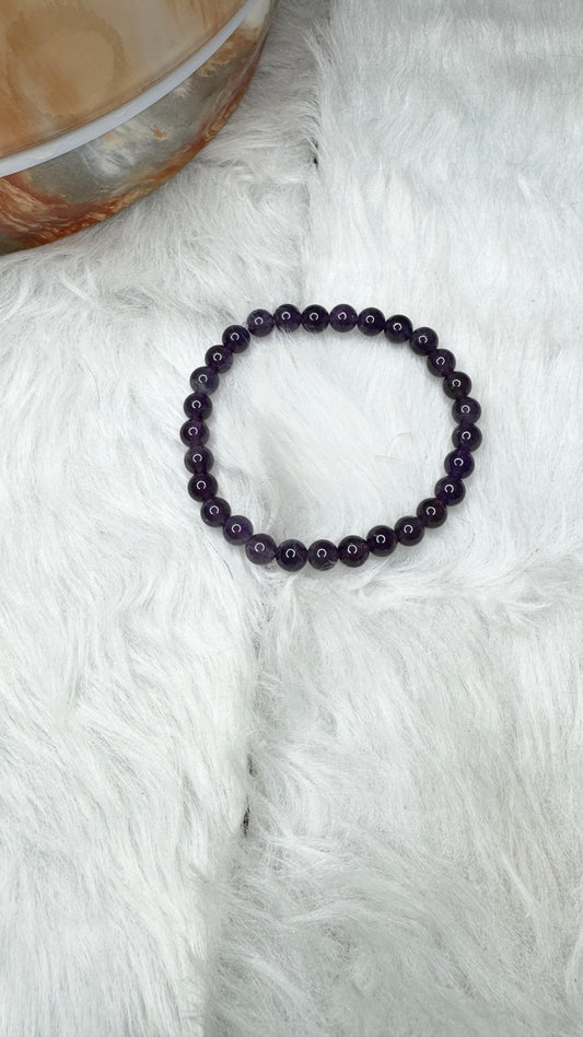 Amethyst Beaded Bracelet – 6mm | Handmade, Stretch