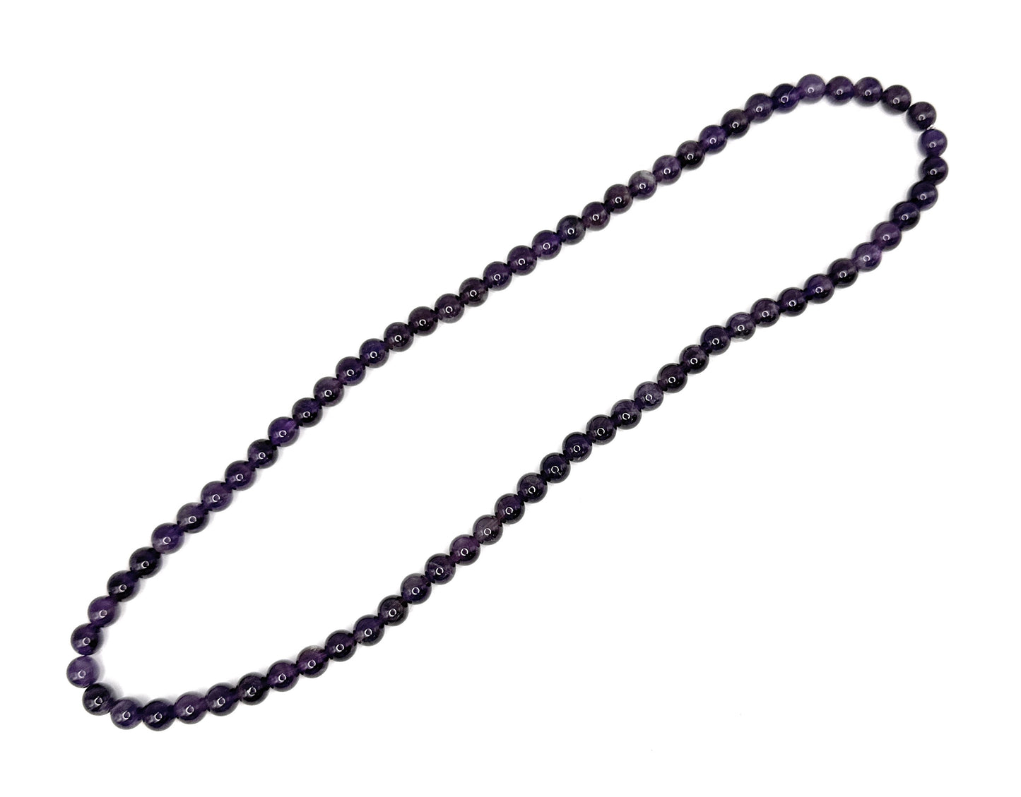 Amethyst Beaded Necklace – 6mm | Handmade, Stretch