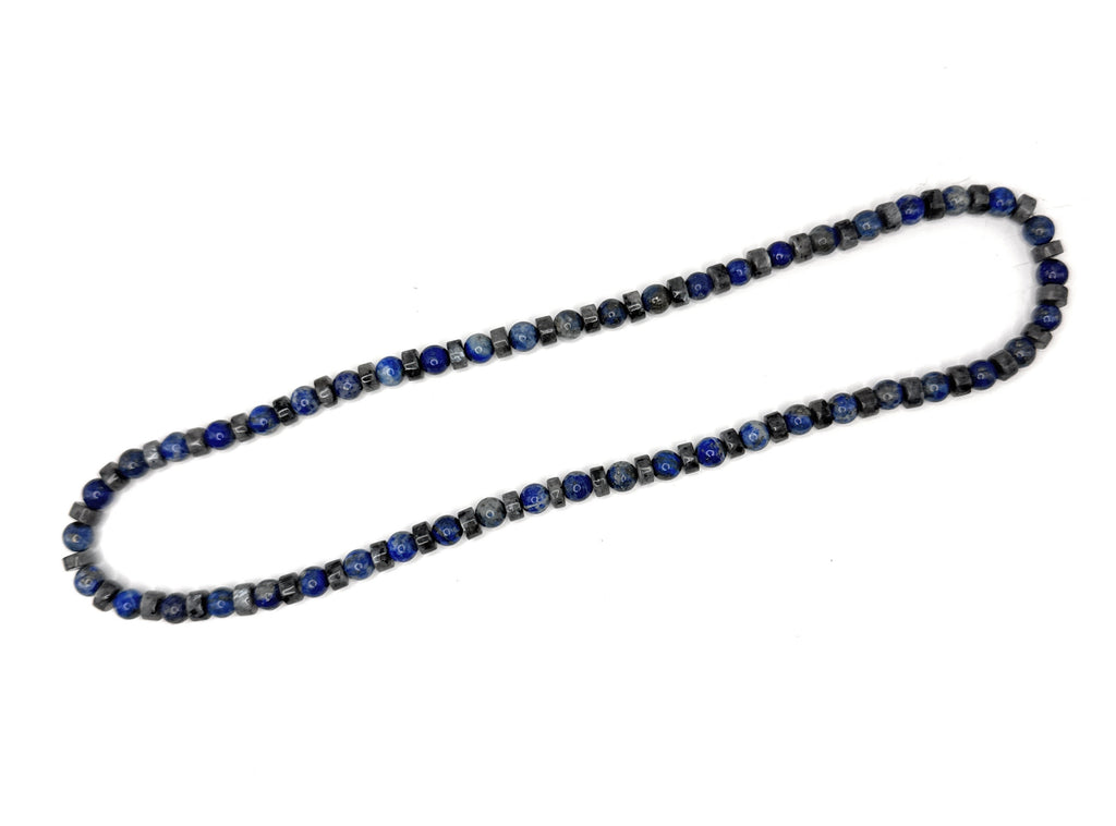 Lapis Lazuli, Heishi Labradorite Beaded Necklace- 6mm | Handmade, Stretch