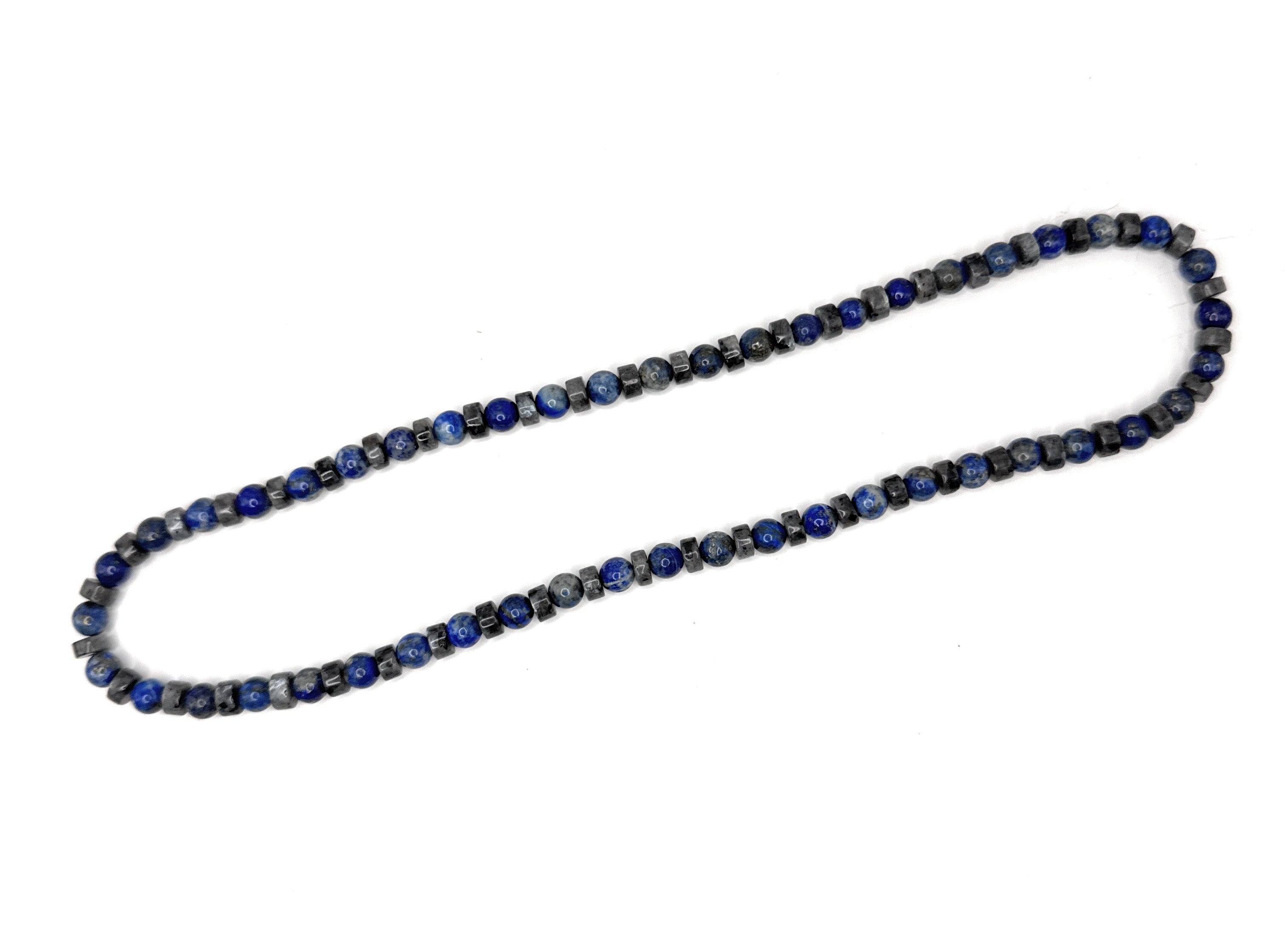 Lapis Lazuli, Heishi Labradorite Beaded Necklace- 6mm | Handmade, Stretch