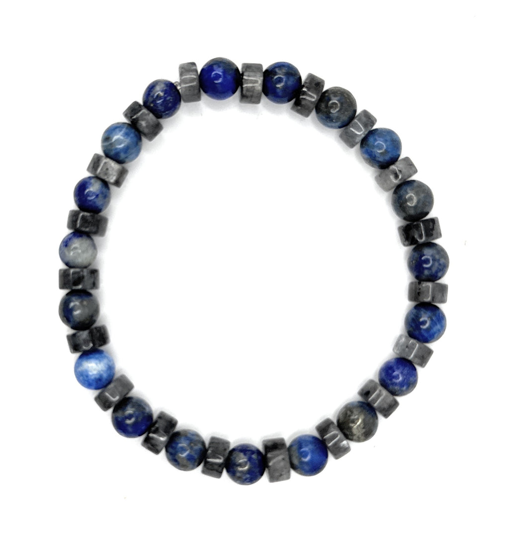 Lapis Lazuli, Heishi Labradorite Beaded Bracelet- 6mm | Handmade, Stretch