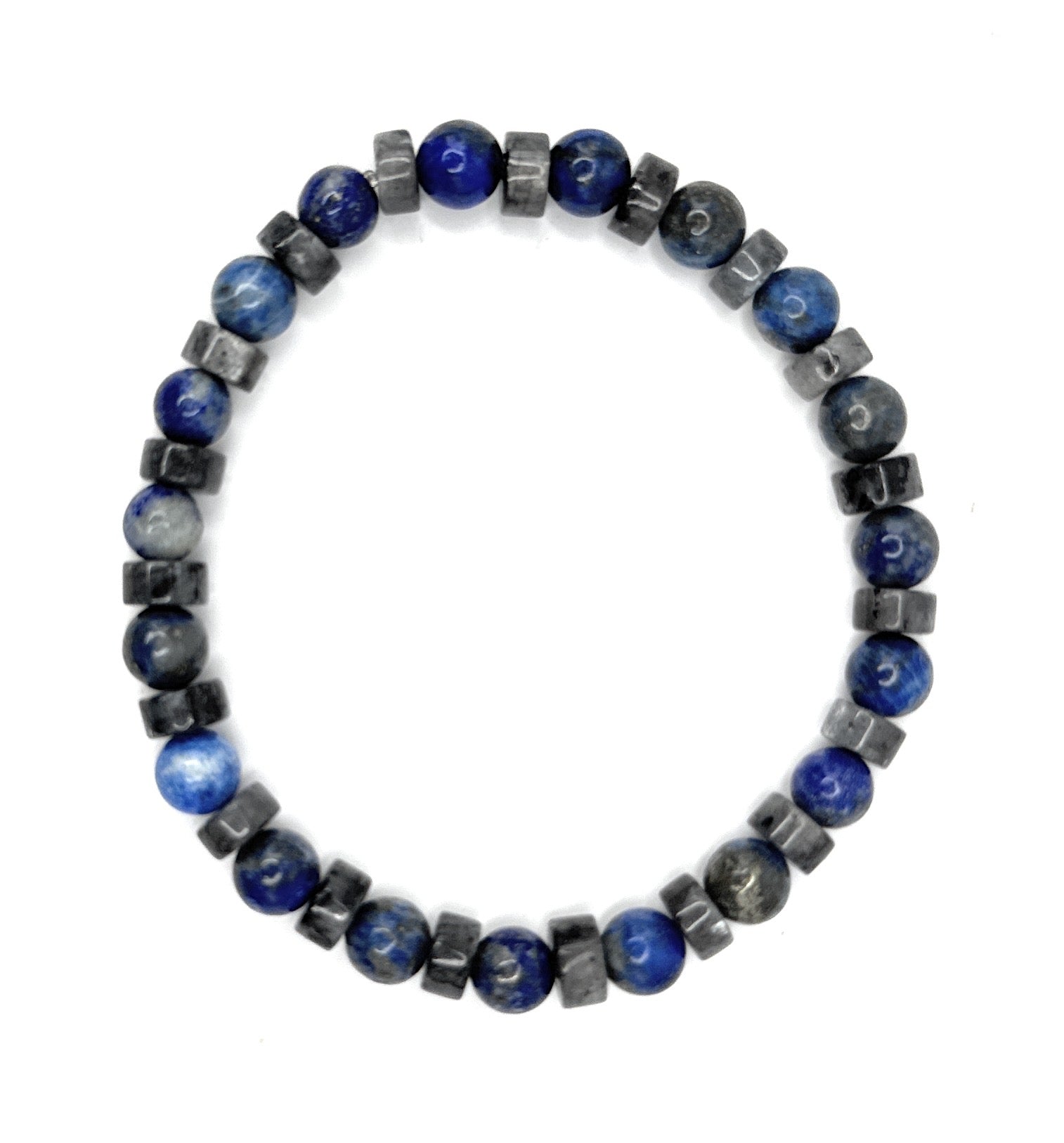 Lapis Lazuli, Heishi Labradorite Beaded Bracelet- 6mm | Handmade, Stretch