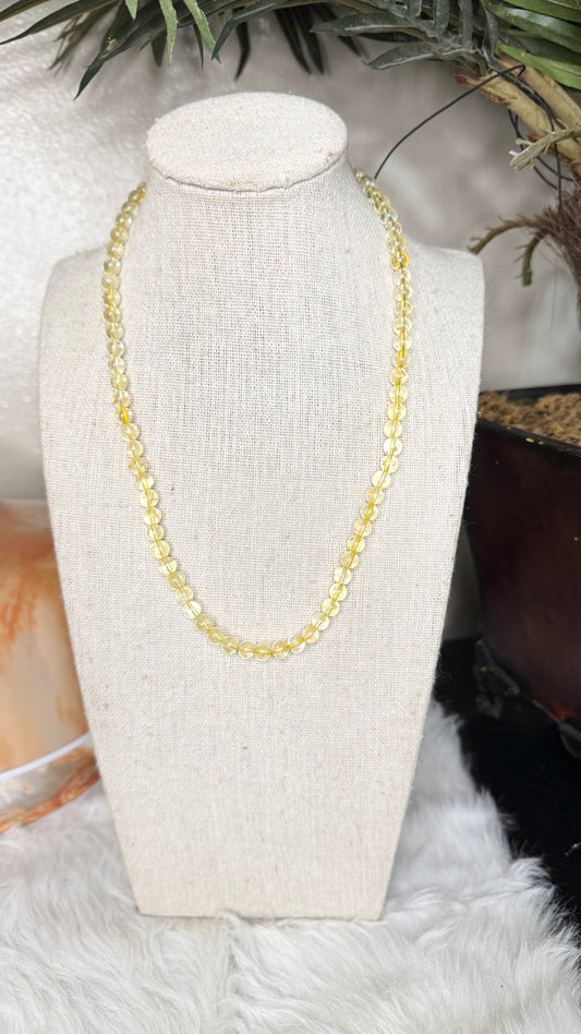 Citrine Beaded Necklace – 6mm | Handmade, Stretch