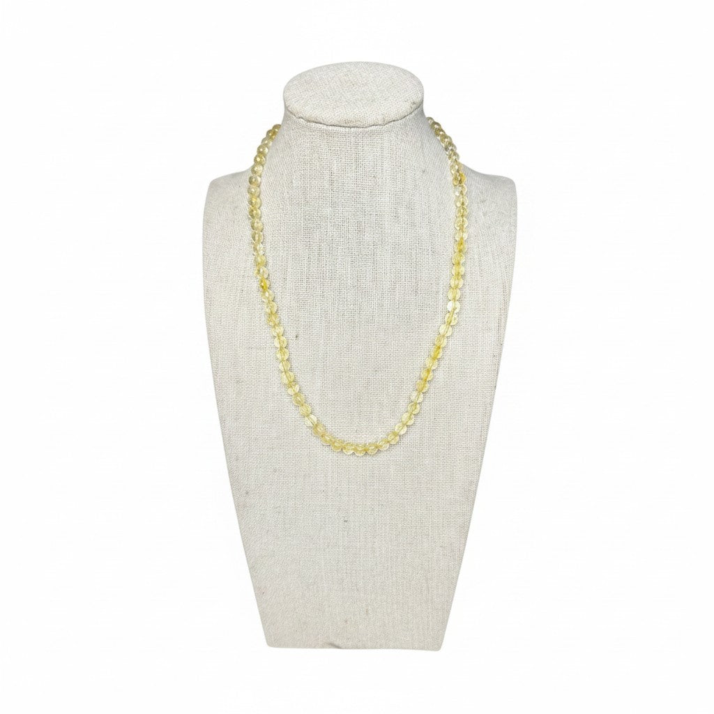 Citrine Beaded Stretch Necklace 6mm | Joy Abundance Positivity, Healing Crystal Jewelry, Gift for Her
