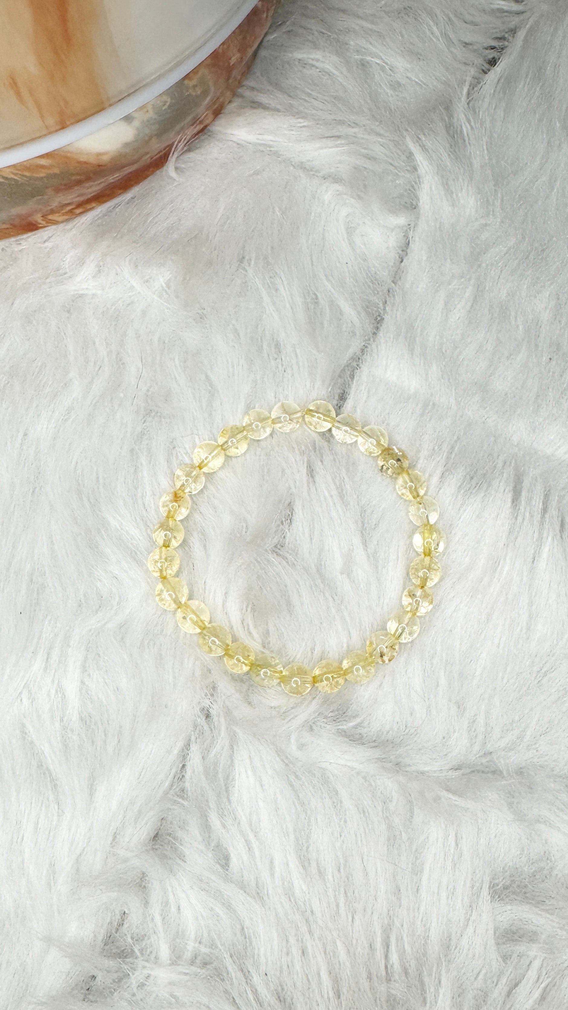 Citrine Beaded Bracelet– 6mm | Handmade, Stretch