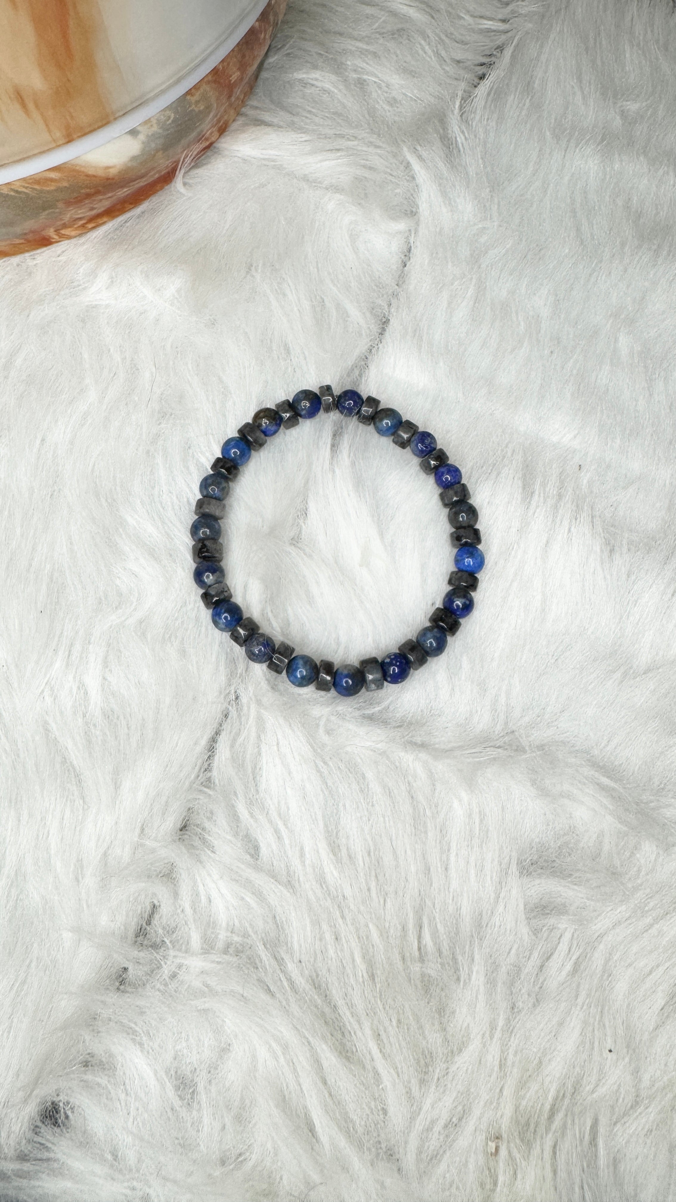 Lapis Lazuli, Heishi Labradorite Beaded Bracelet- 6mm | Handmade, Stretch