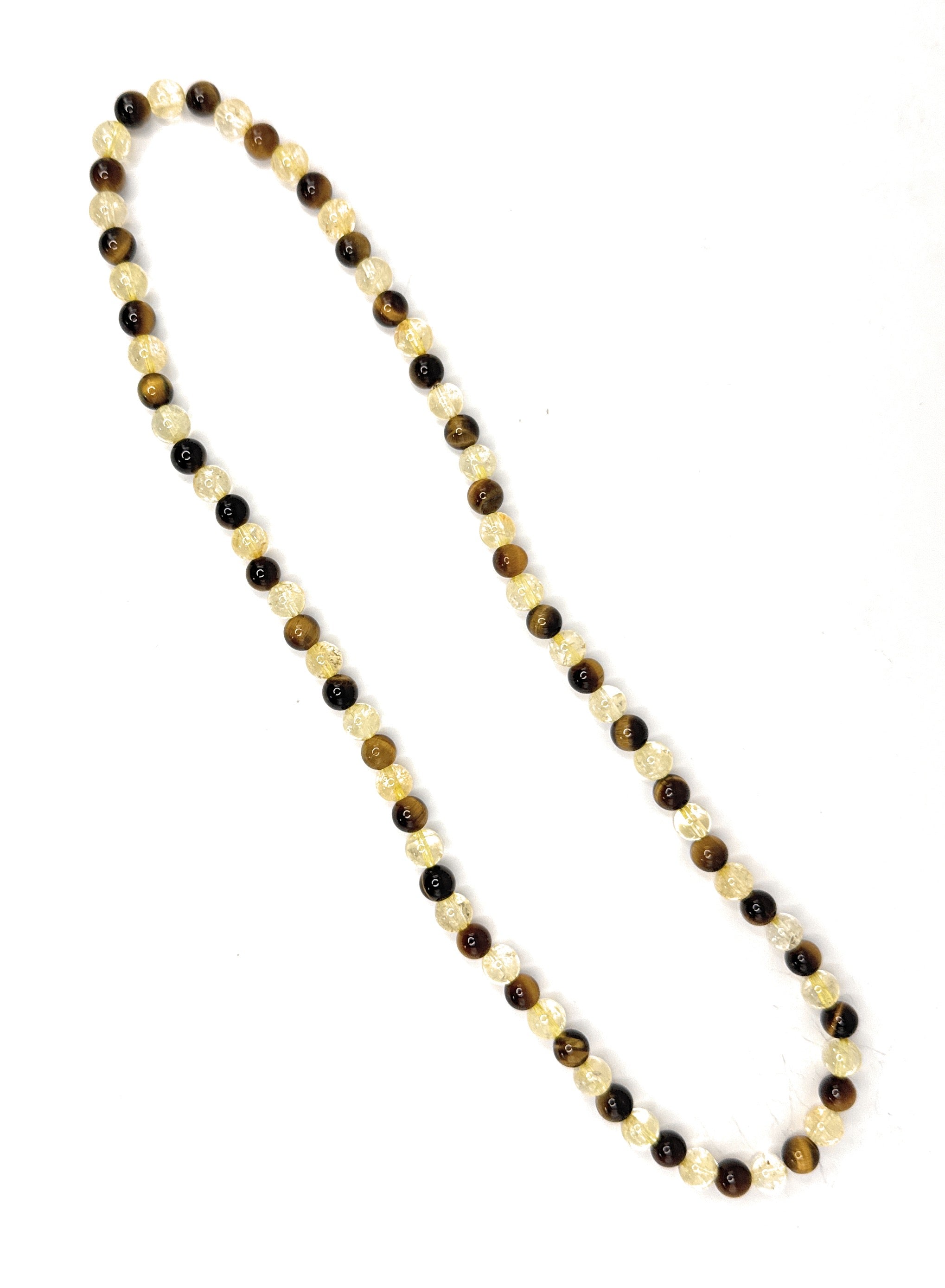 Tiger Eye, Citrine Beaded Necklace– 6mm | Handmade, Stretch