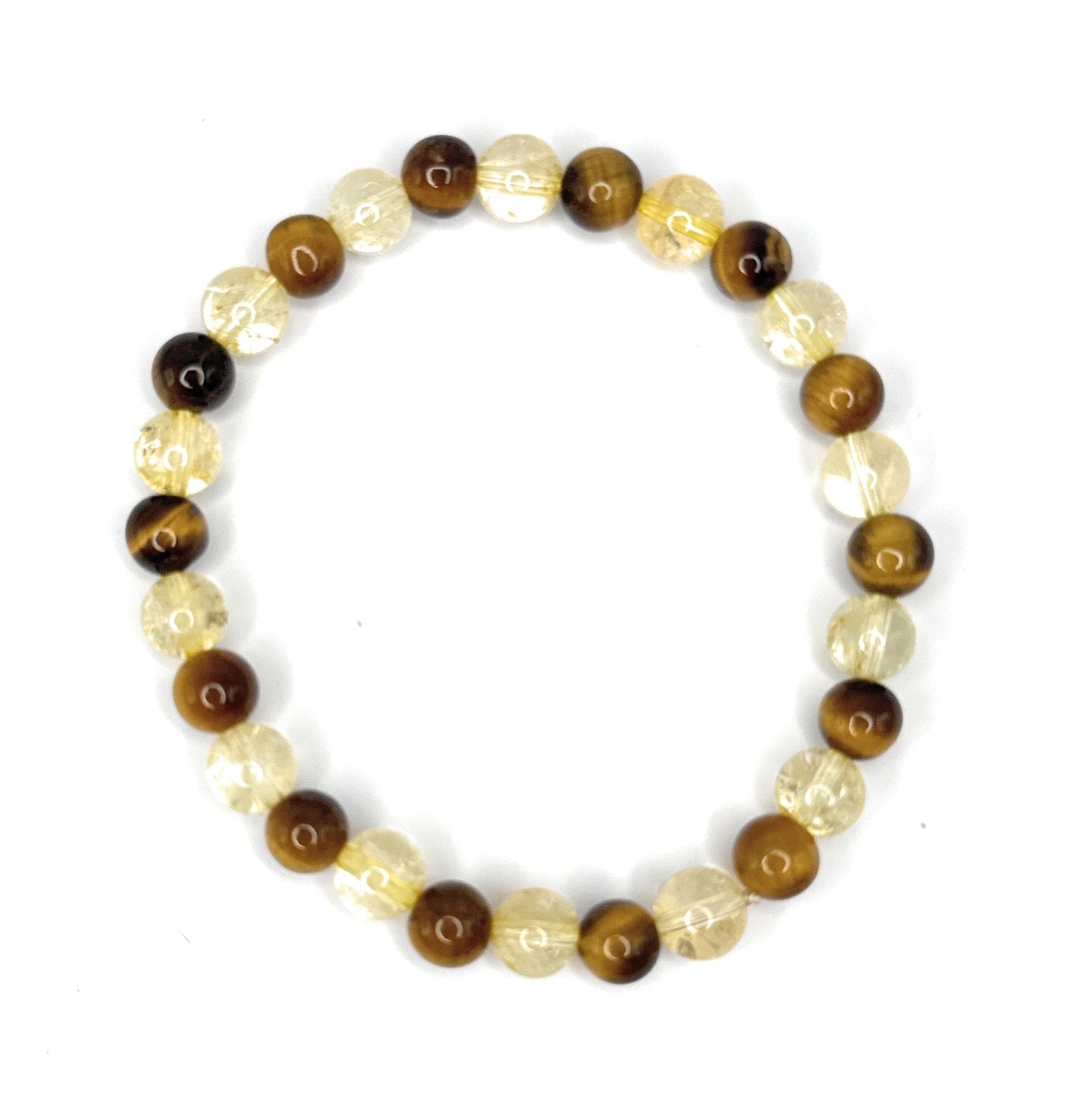 Tiger Eye, Citrine Beaded Bracelet– 6mm | Handmade, Stretch