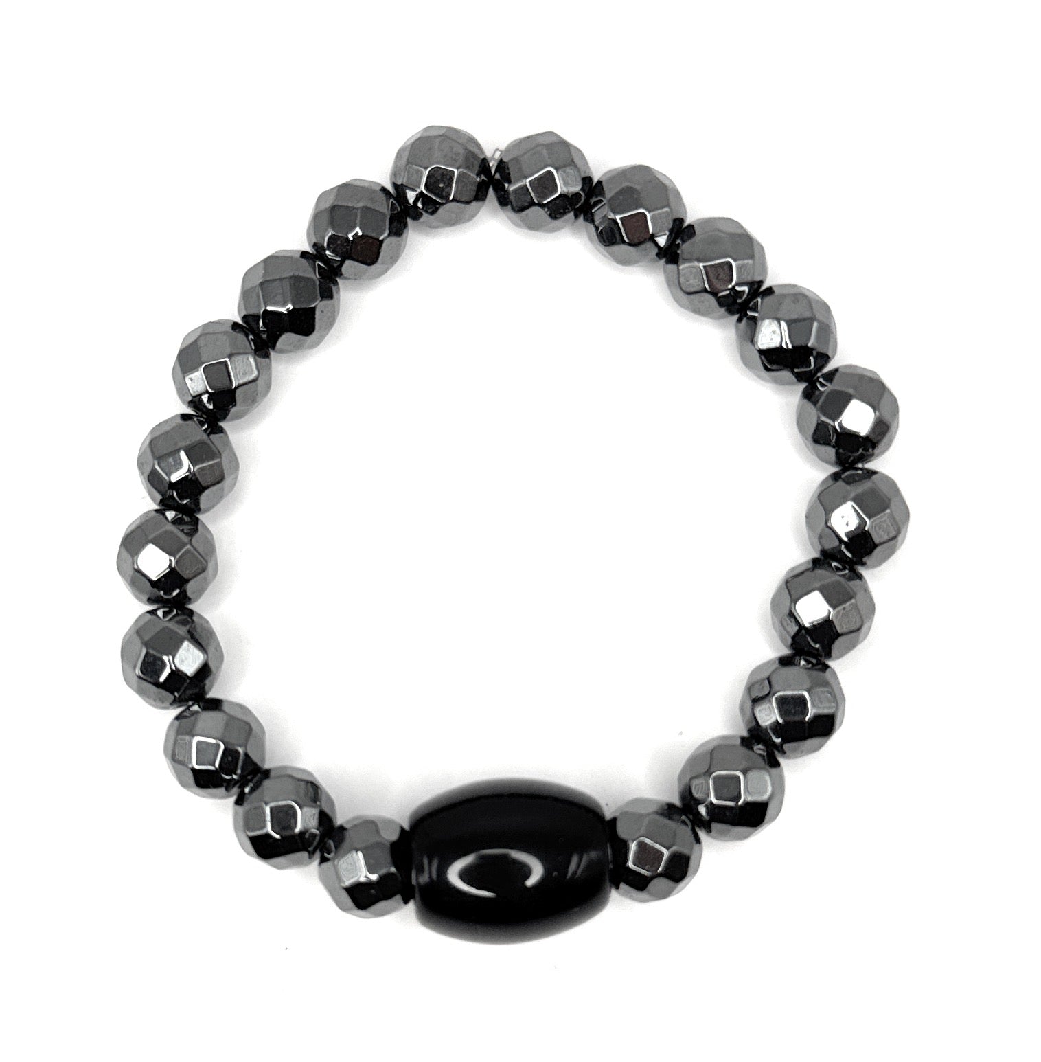 Hematite, Black Obsidian Beaded Bracelet- 8mm | Handmade, Stretch