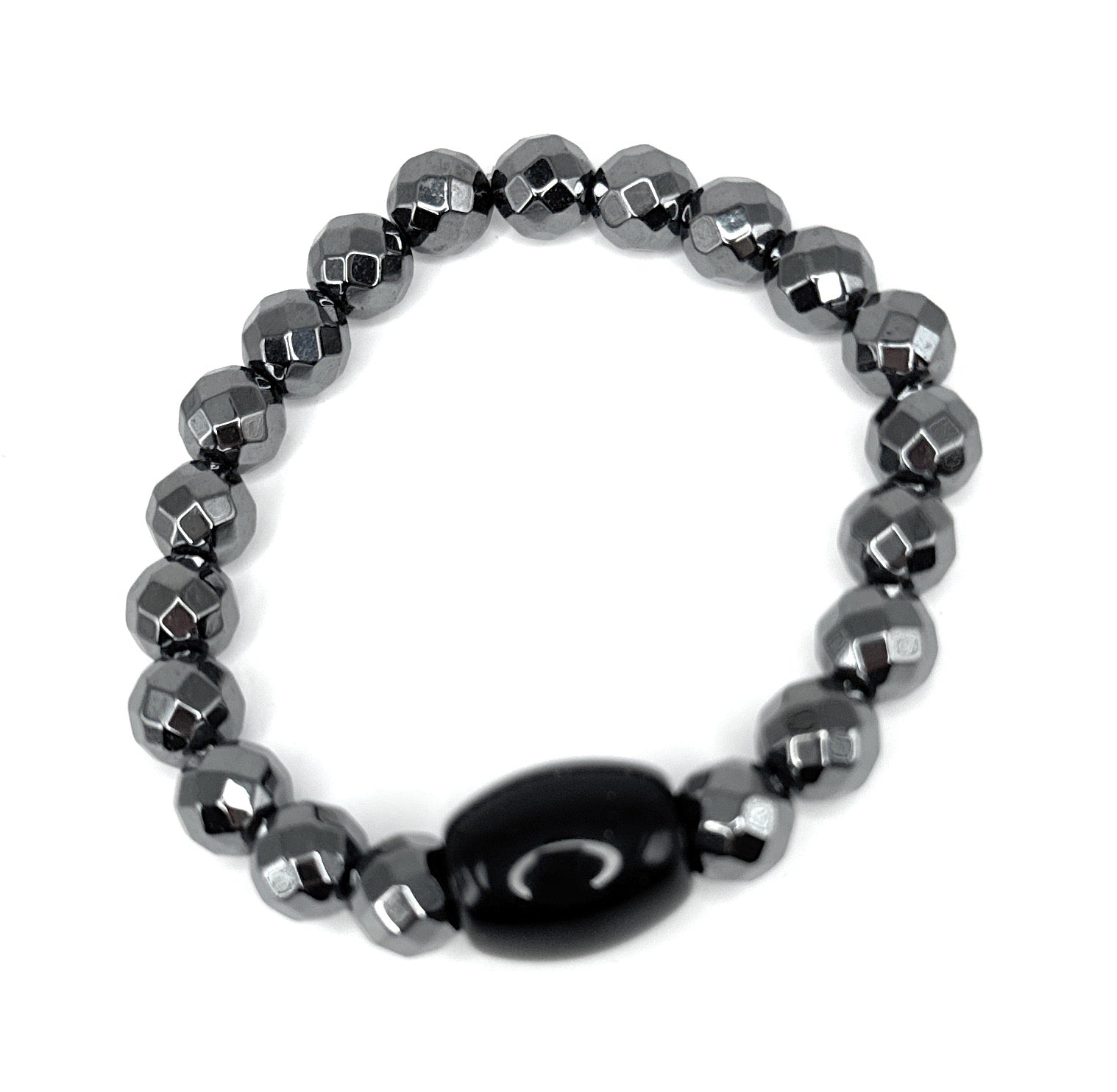 Hematite, Black Obsidian Beaded Bracelet- 8mm | Handmade, Stretch