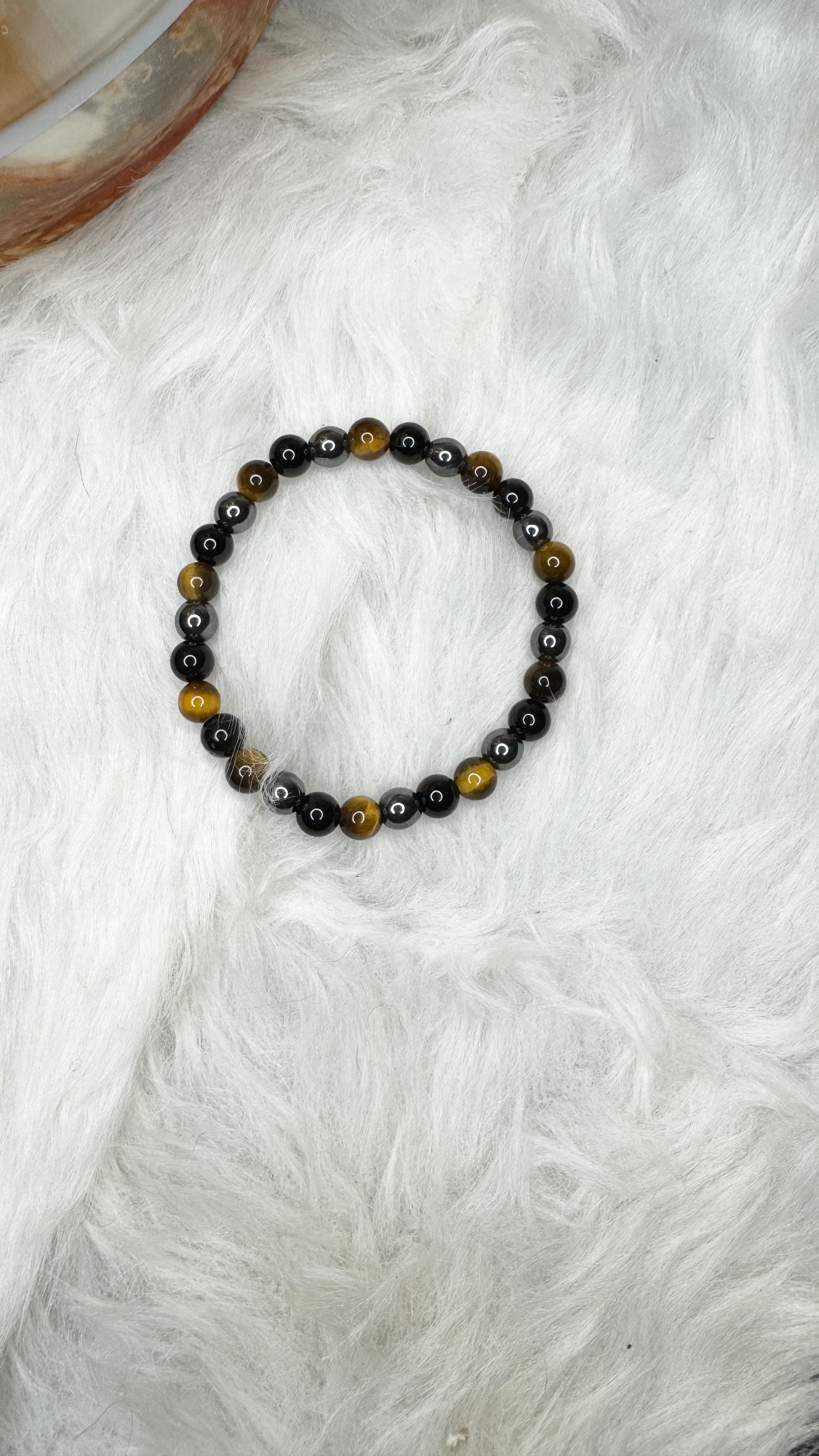 Black Onyx, Hematite, Tiger Eye Beaded Bracelet– 6mm | Handmade, Stretch