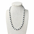 Howlite and hematite beaded stretch necklace with white and dark round beads