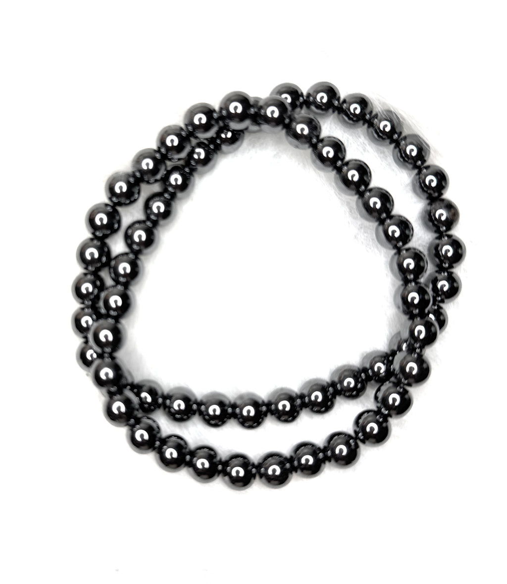 Hematite Beaded Necklace - 8mm | Handmade, Stretch