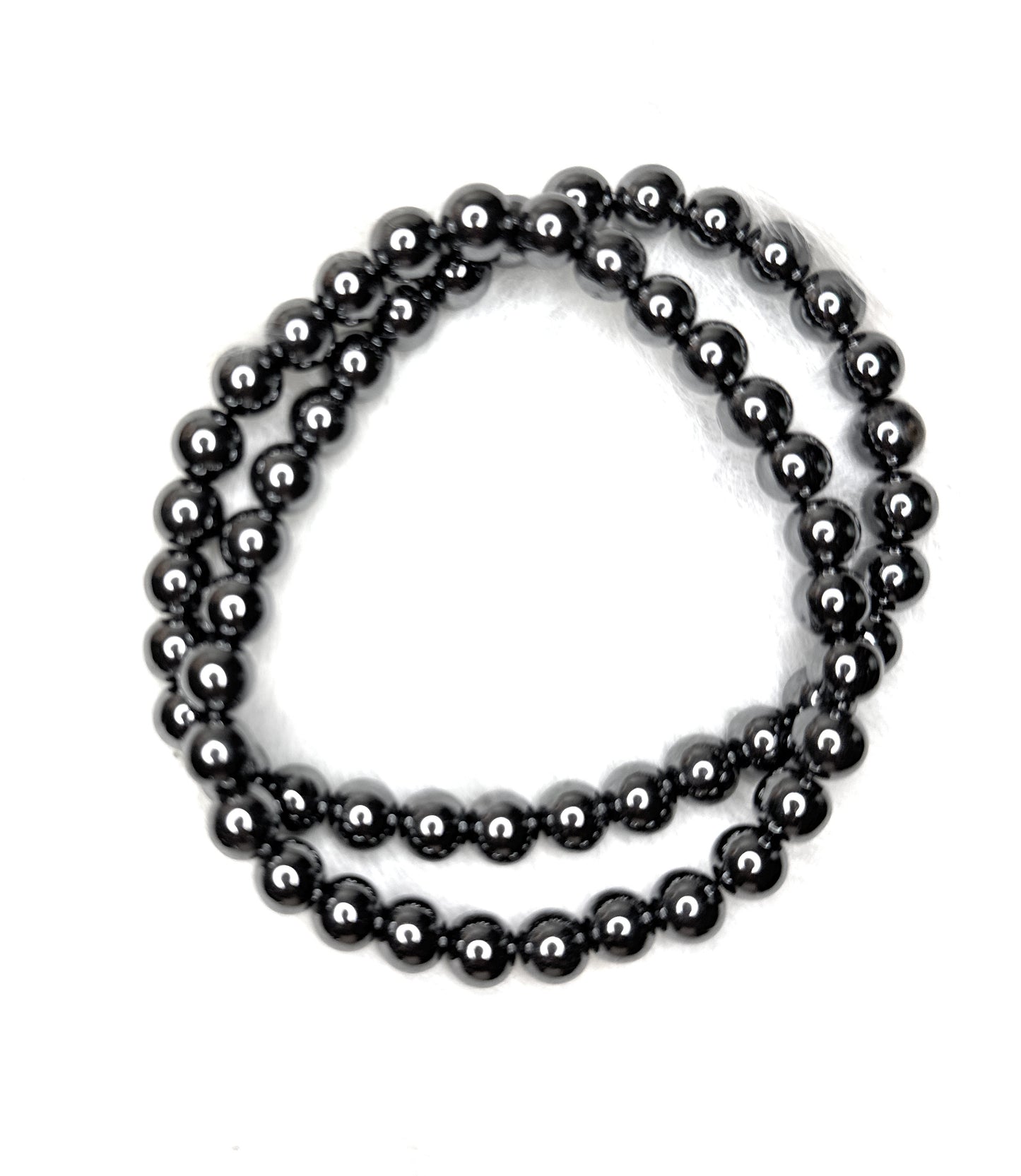 Hematite Beaded Necklace - 8mm | Handmade, Stretch