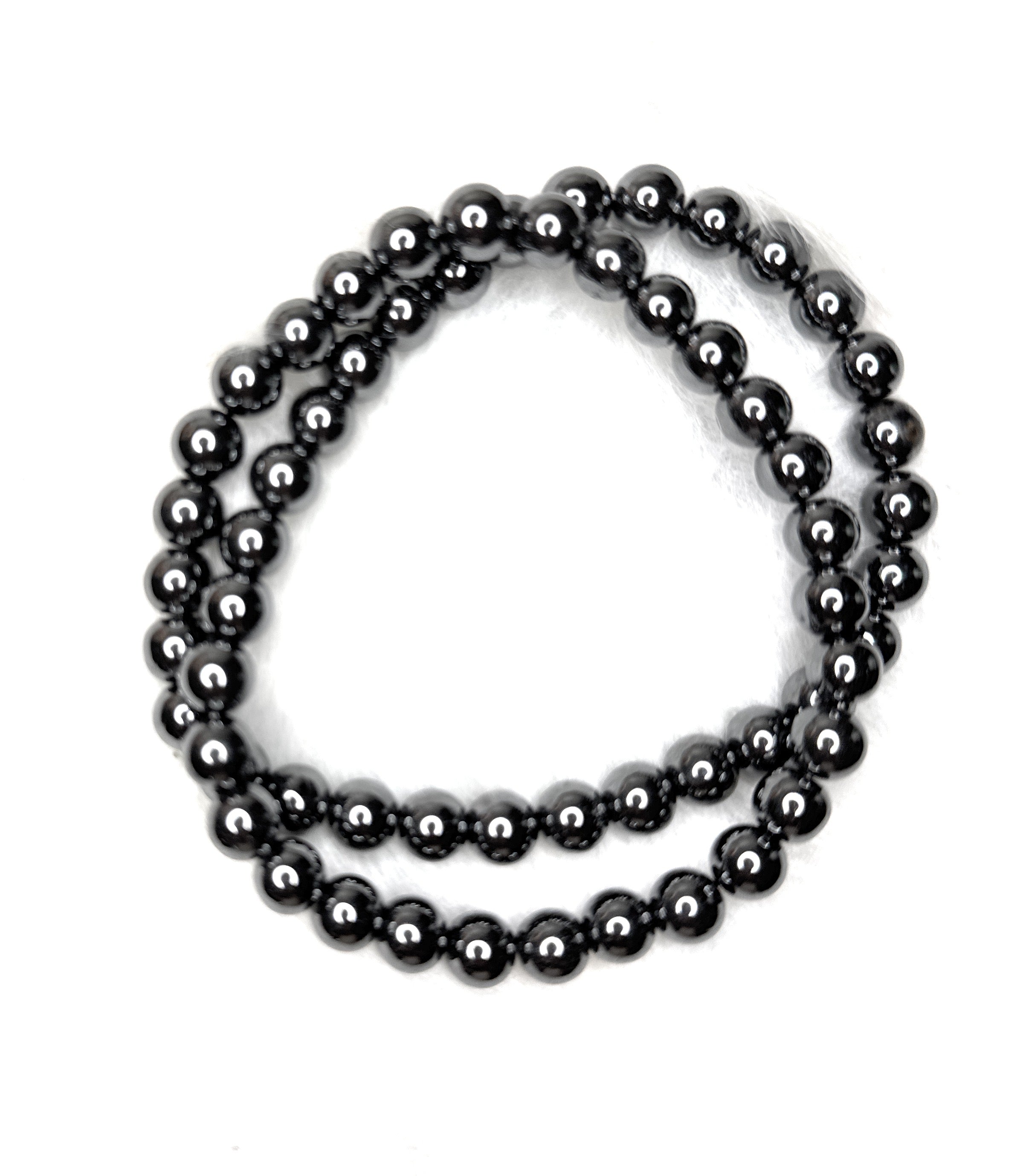 Hematite Beaded Necklace - 8mm | Handmade, Stretch
