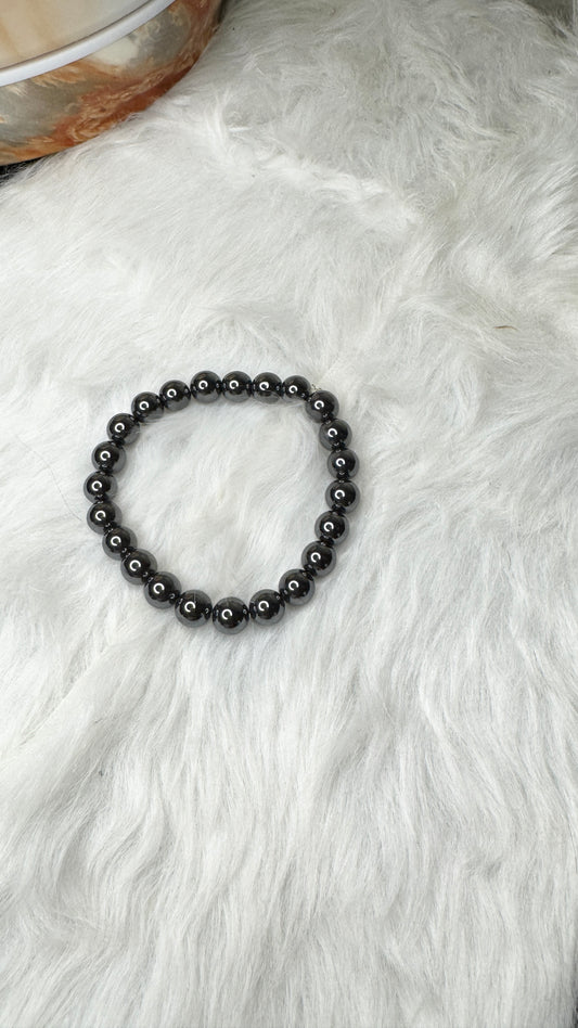 Hematite Beaded Bracelet - 8mm | Handmade, Stretch