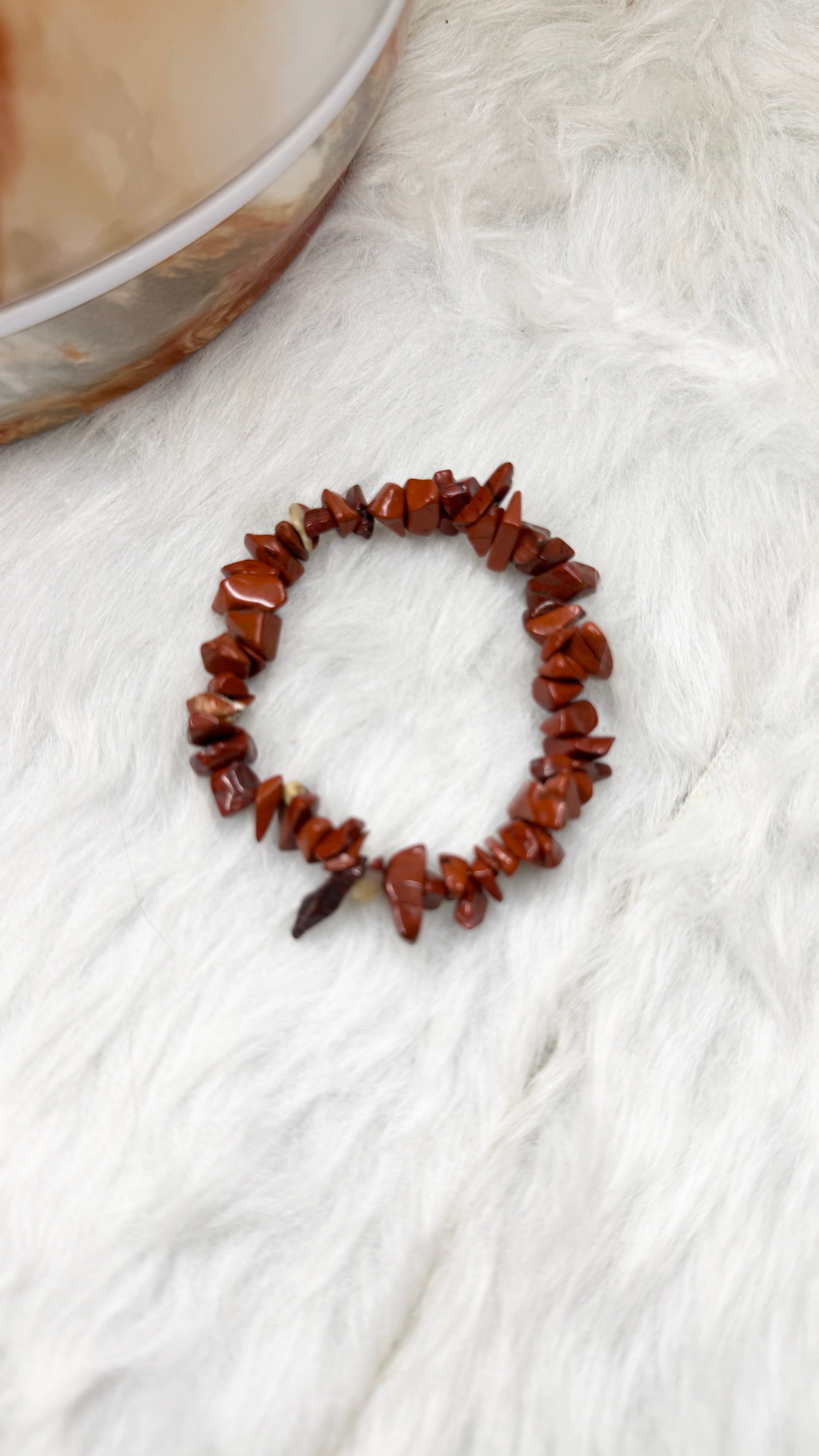 Red Jasper Chip Beaded Bracelet – 6mm | Handmade, Stretch