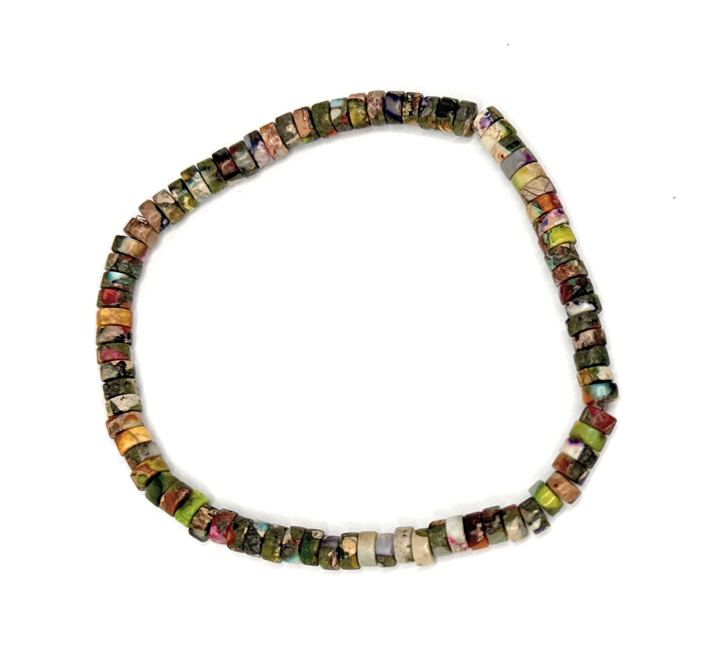Mardi Gras Imperial Jasper Tiny Heishi Beaded Bracelet - 4.5 x 4mm | Handmade, Stretch