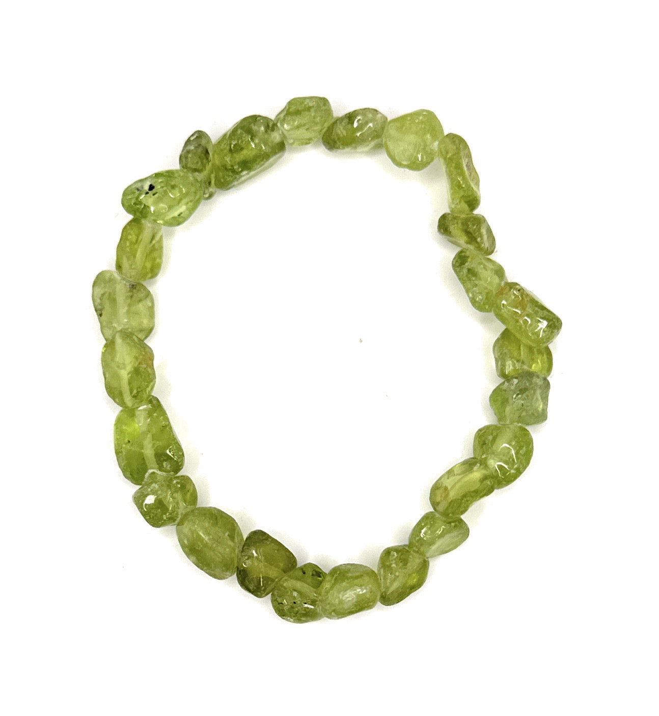 Peridot Pebble Beaded Bracelet – 6mm | Handmade, Stretch