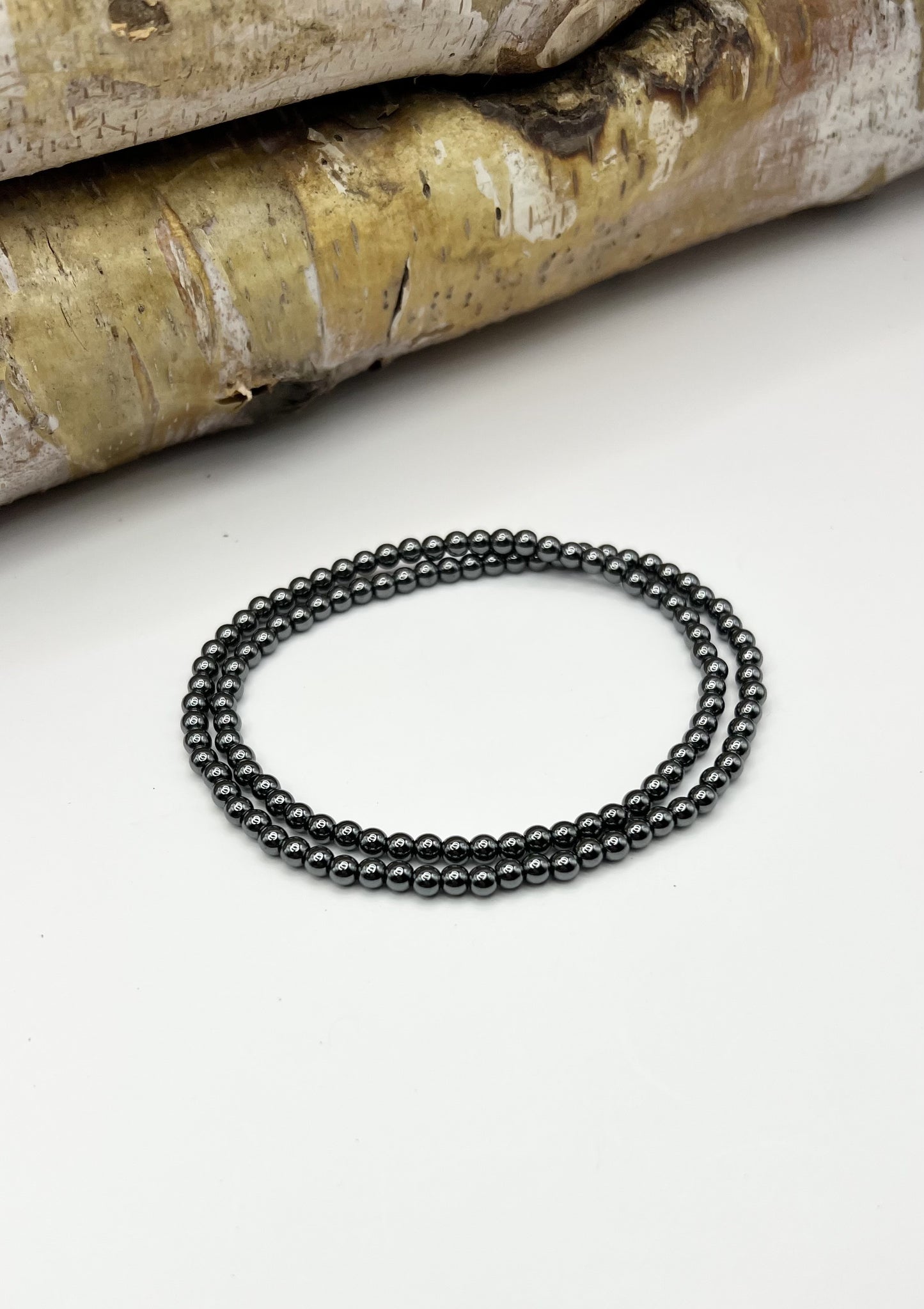 Tiny (Small) Hematite Beaded Necklace - 4mm