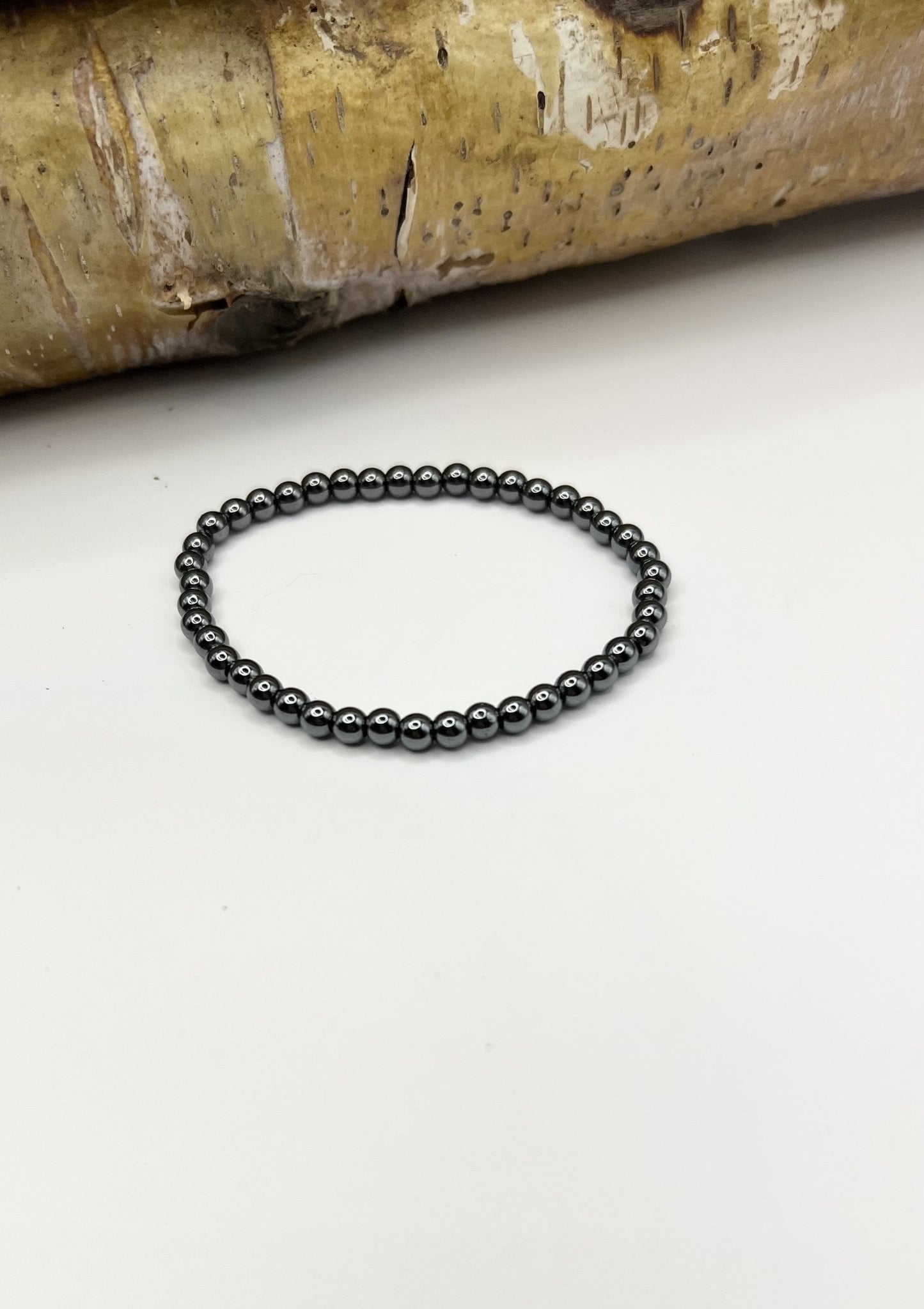 Tiny (Small) Hematite Beaded Bracelet - 4mm - Shop of Small Creations, LLC