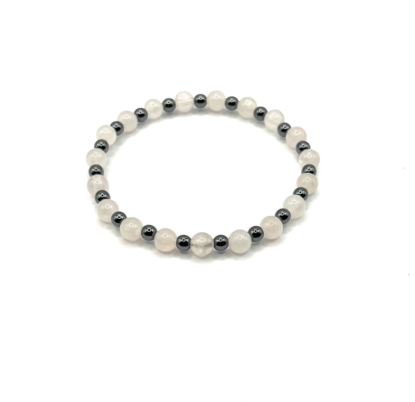 Tiny Hematite (4mm), Rose Quartz Beaded Bracelet- 6mm, 4mm