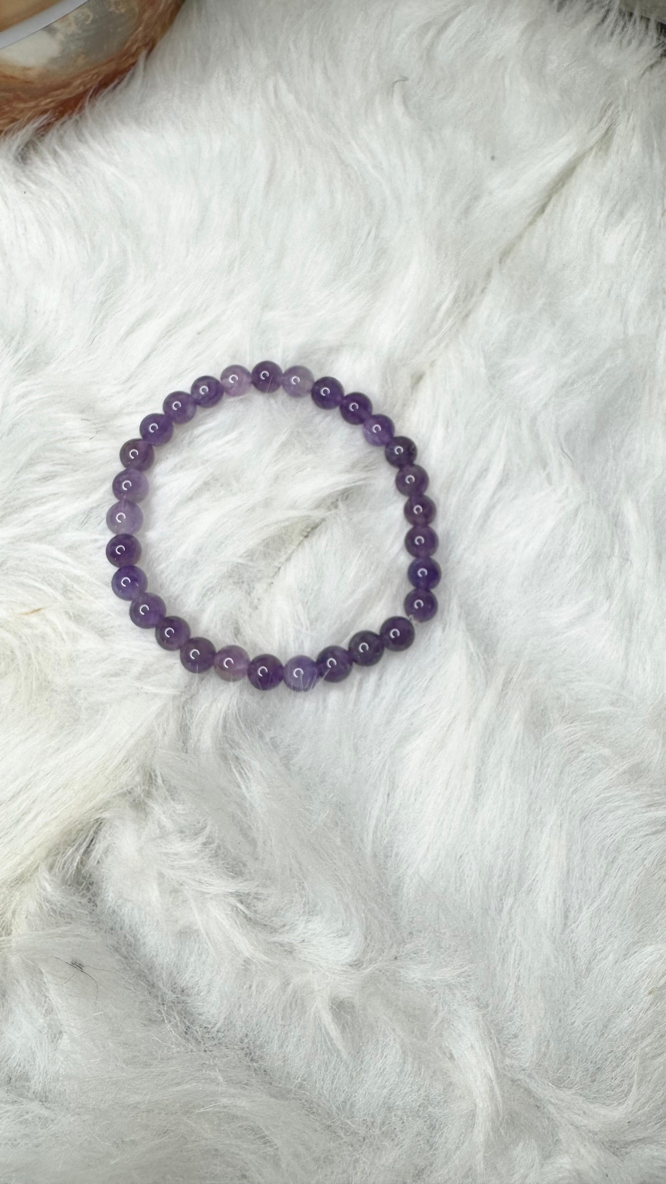 Amethyst Beaded Bracelet – 6mm | Handmade, Stretch