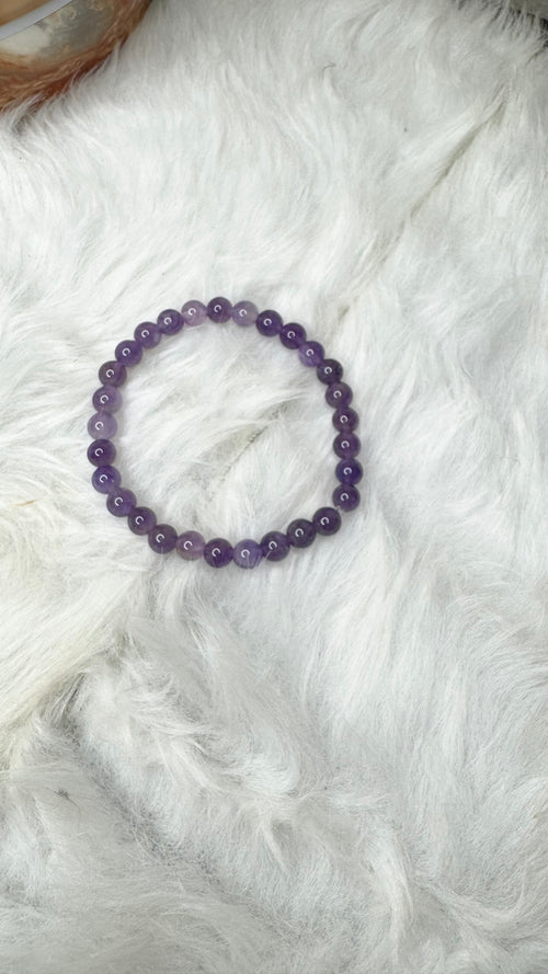 Amethyst Beaded Bracelet – 6mm | Handmade, Stretch