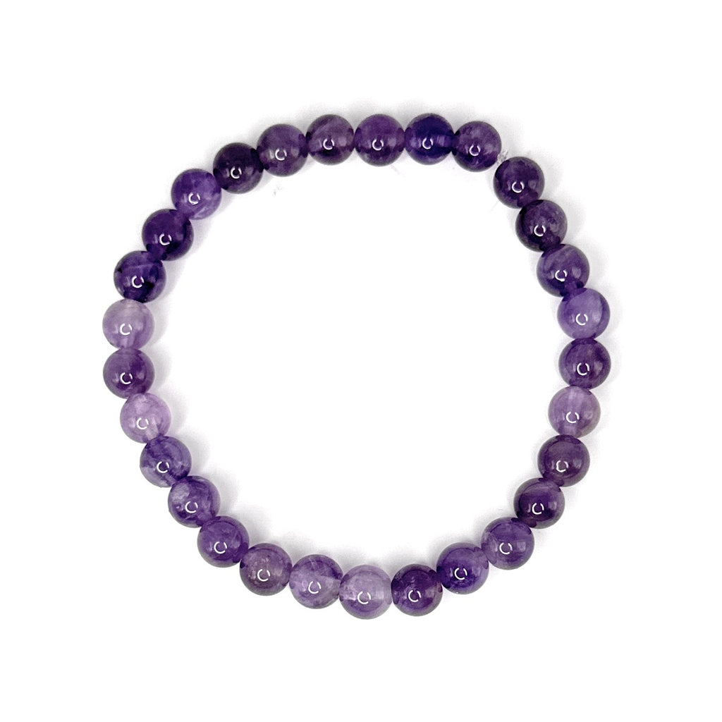 Amethyst Beaded Bracelet – 6mm | Handmade, Stretch
