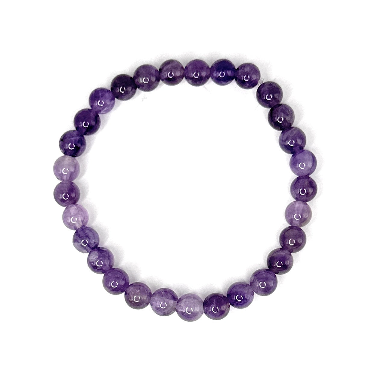 Amethyst Beaded Bracelet – 6mm | Handmade, Stretch