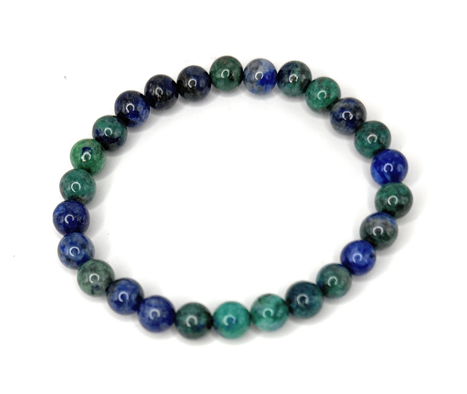 Azurite Beaded Bracelet – 6mm | Handmade, Stretch, Handmade