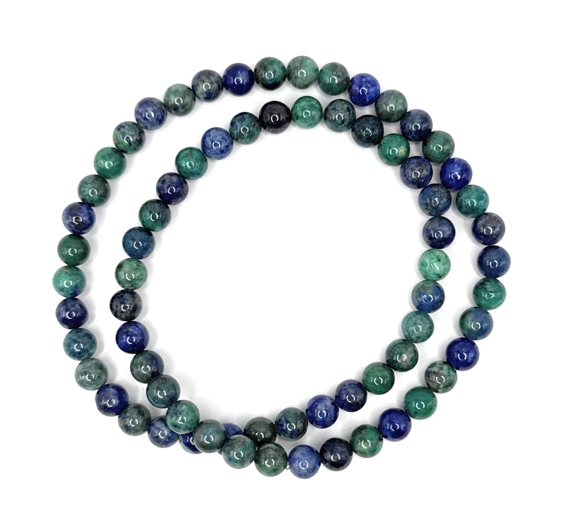 Azurite Beaded Necklace– 6mm | Handmade, Stretch