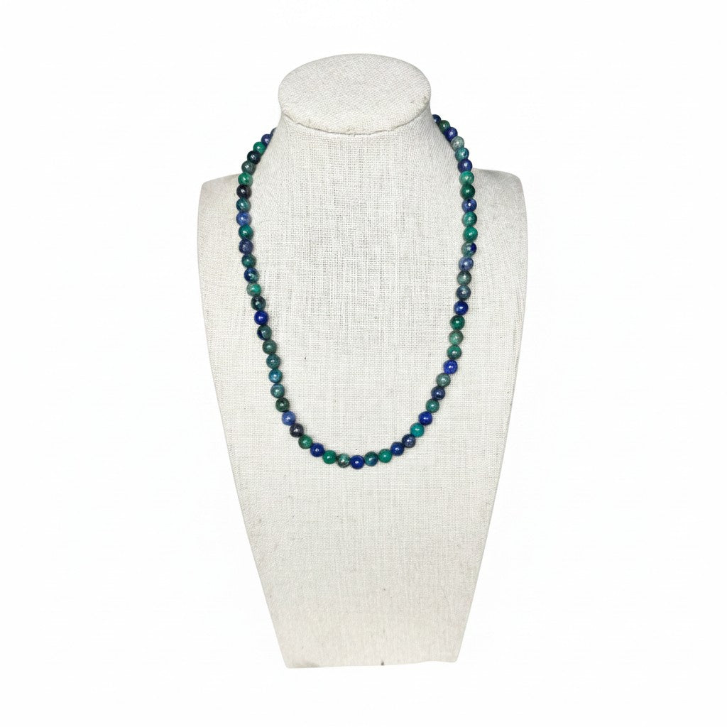 Azurite Beaded Stretch Necklace 6mm | Insight Intuition Clarity, Healing Crystal Jewelry, Gift for Her