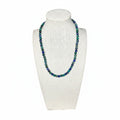 Beaded stretch necklace with blue and green azurite-style round stones