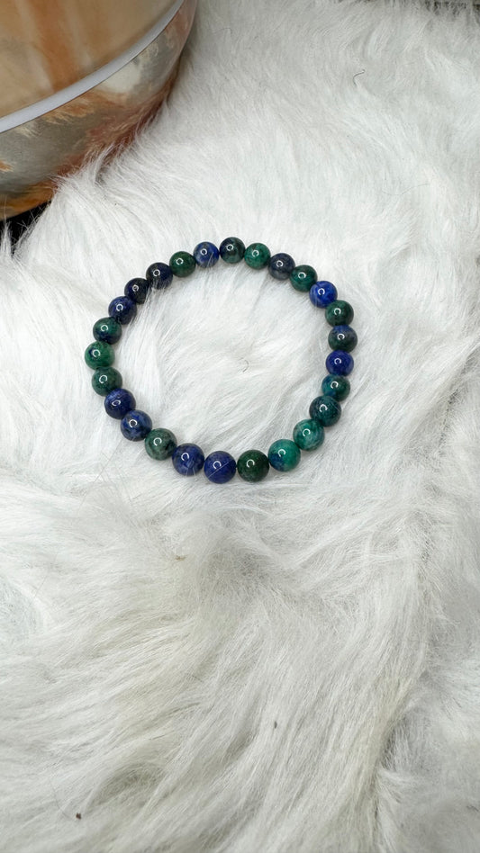 Azurite Beaded Bracelet – 6mm | Handmade, Stretch, Handmade